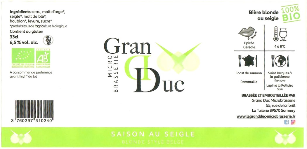 Etiquette BRASSERIE GRAND DUC 03