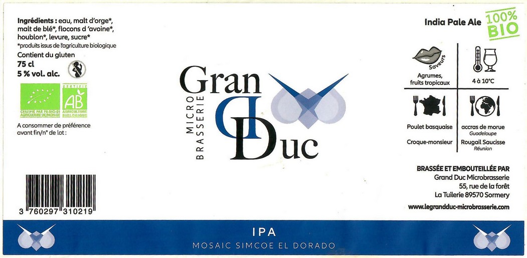 Etiquette BRASSERIE GRAND DUC 05