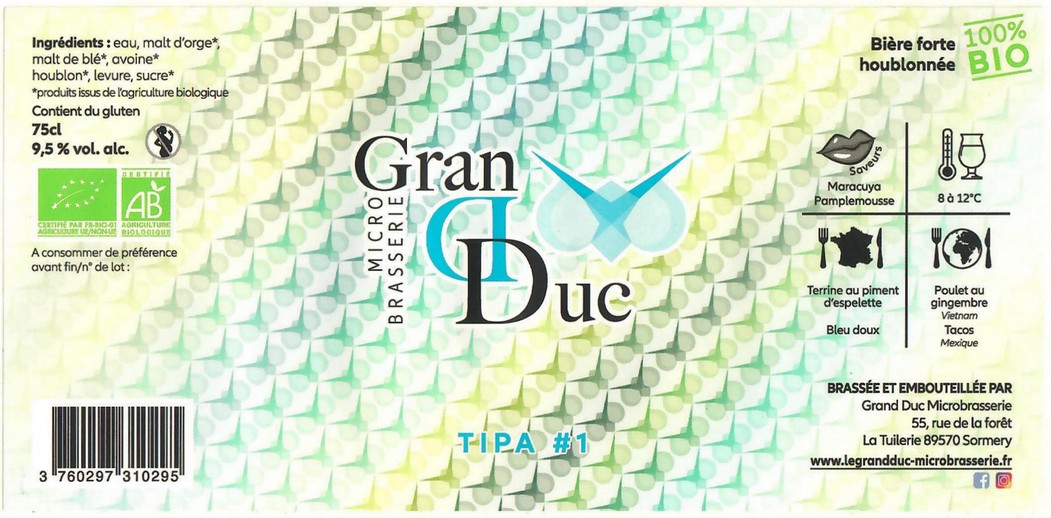 Etiquette BRASSERIE GRAND DUC 15