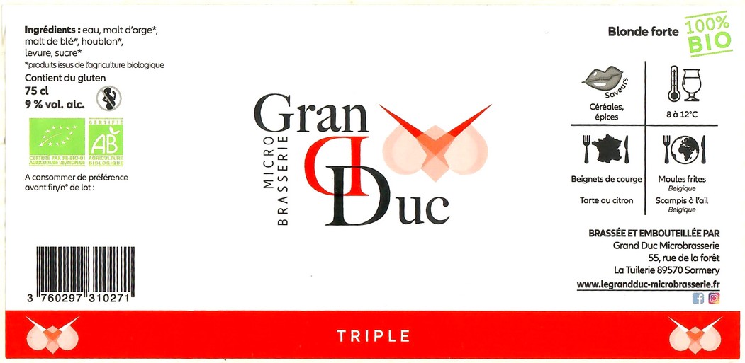 Etiquette BRASSERIE GRAND DUC 23