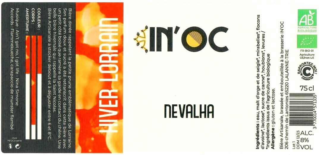 Etiquette BRASSERIE IN'OC 07