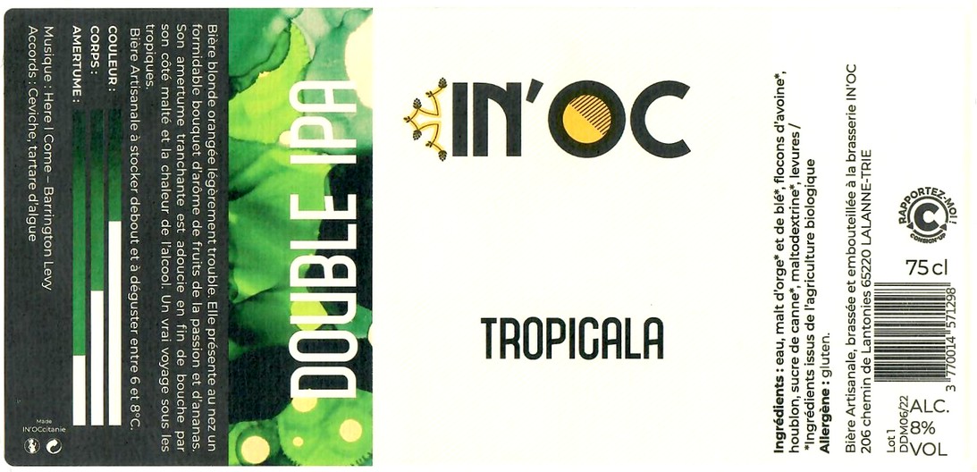 Etiquette BRASSERIE IN'OC 13