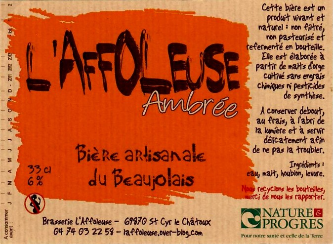 etiquette BRASSERIE L'AFFOLEUSE 01