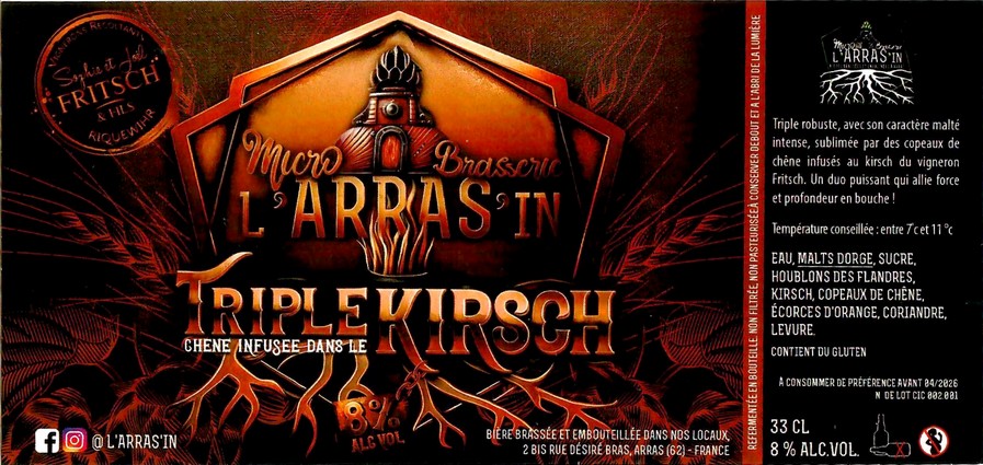 Etiquette BRASSERIE L'ARRAS'IN 56