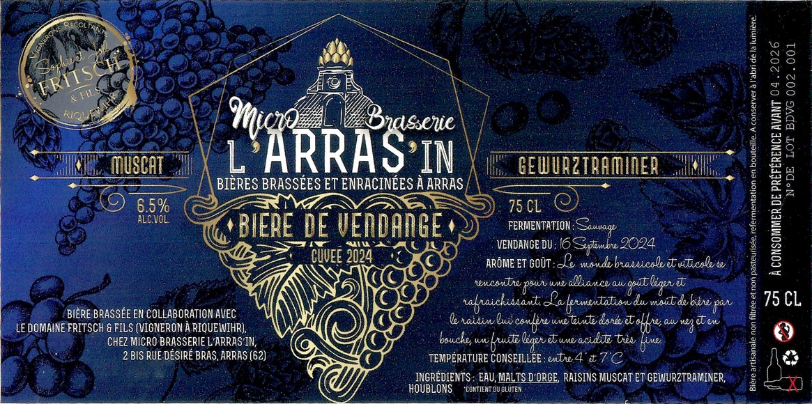 Etiquette BRASSERIE L'ARRAS'IN 64