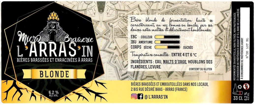 Etiquette BRASSERIE L'ARRAS'IN 65