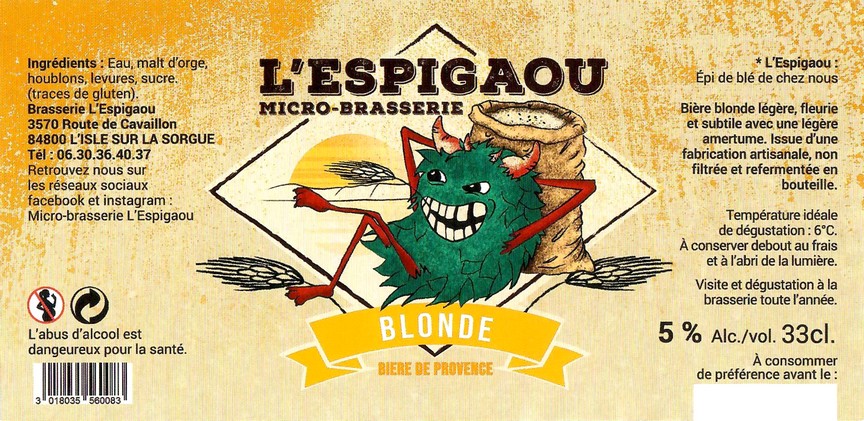 Etiquette BRASSERIE L'ESPIGAOU 02