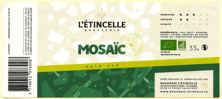 etiquette BRASSERIE L'ETINCELLE 01