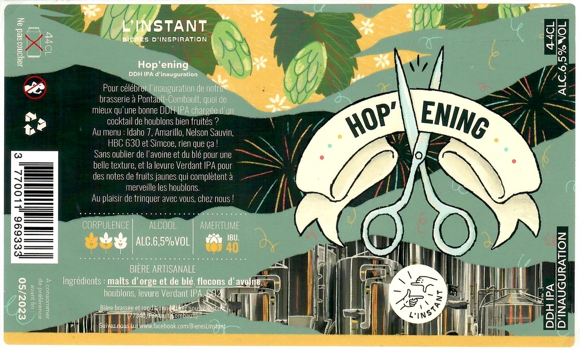 Etiquette BRASSERIE L'INSTANT 15