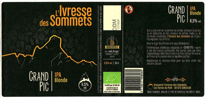 Etiquette BRASSERIE L'IVRESSE DES SOMMETS 09