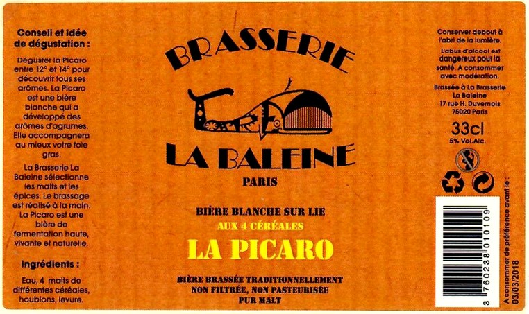 Etiquette BRASSERIE LA BALEINE 03