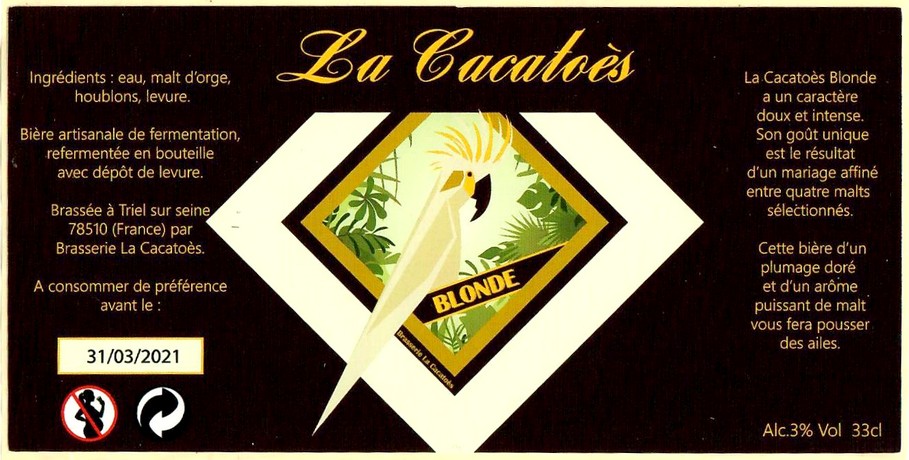 Etiquette BRASSERIE LA CACATOES 02