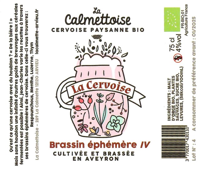 Etiquette BRASSERIE LA CALMETTOISE 18