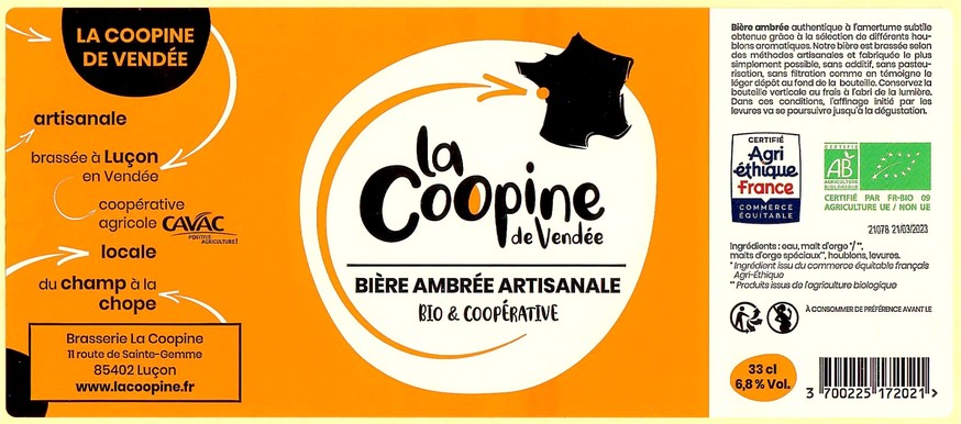 Etiquette BRASSERIE LA COOPINE 05