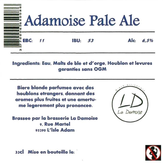 Etiquette BRASSERIE LA DAMOISE 12