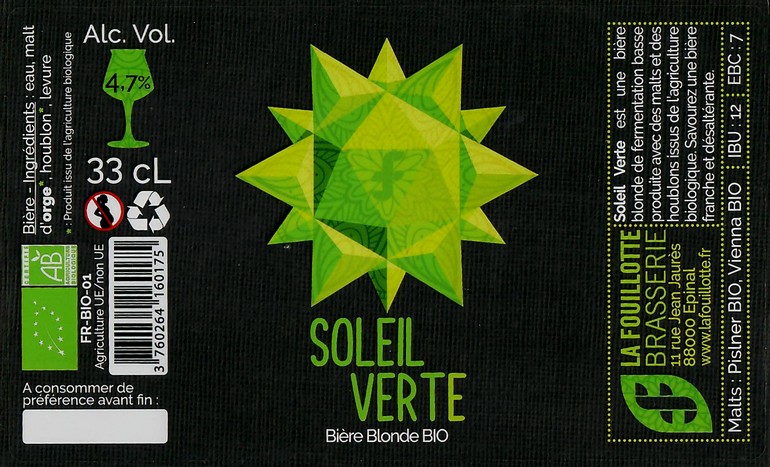 Etiquette BRASSERIE LA FOUILLOTTE 22