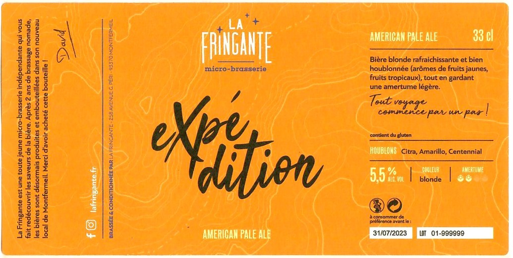 Etiquette BRASSERIE LA FRINGANTE 02
