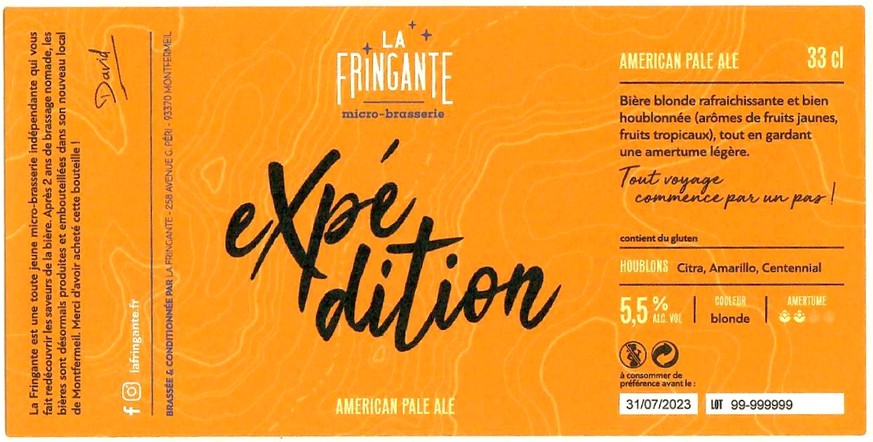 Etiquette BRASSERIE LA FRINGANTE 03