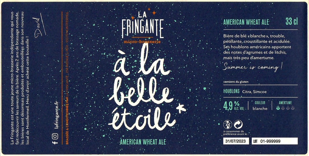 Etiquette BRASSERIE LA FRINGANTE 14