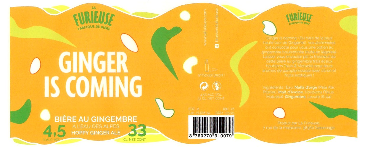 Etiquette BRASSERIE LA FURIEUSE 12