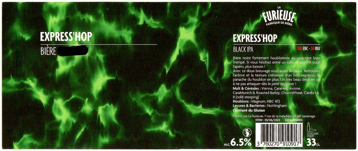 Etiquette BRASSERIE LA FURIEUSE 14