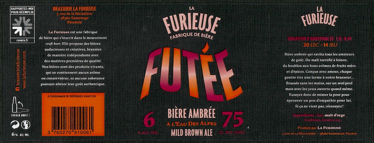 Etiquette BRASSERIE LA FURIEUSE 15