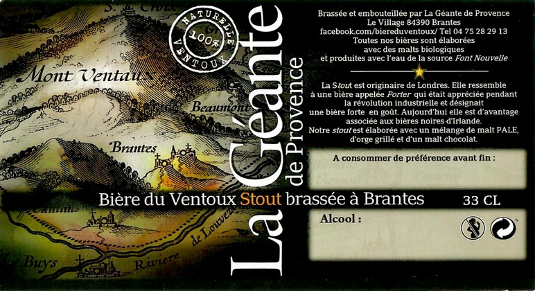 Etiquette BRASSERIE LA GEANTE DE PROVENCE 01