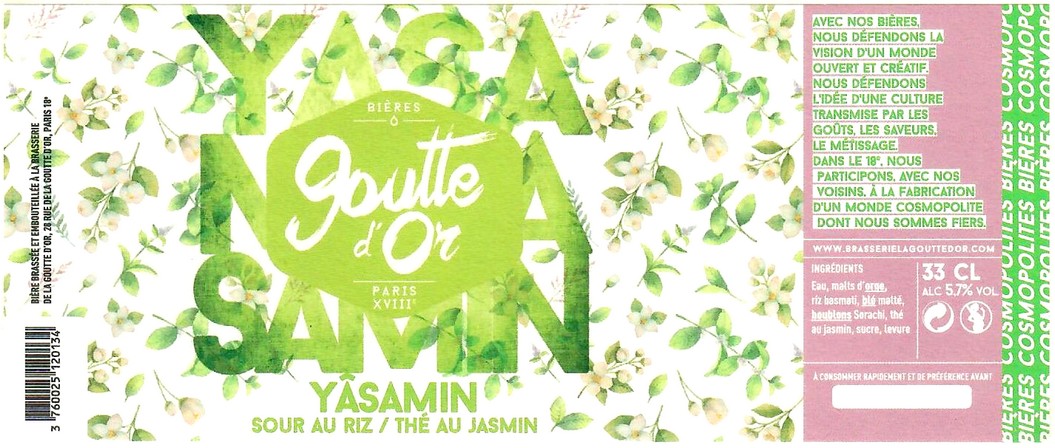 Etiquette BRASSERIE LA GOUTTE D'OR 34