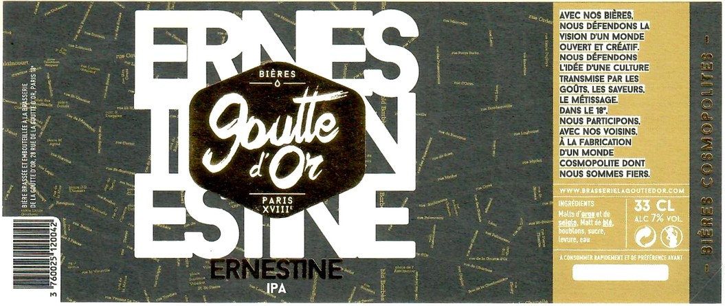 Etiquette BRASSERIE LA GOUTTE D'OR 42