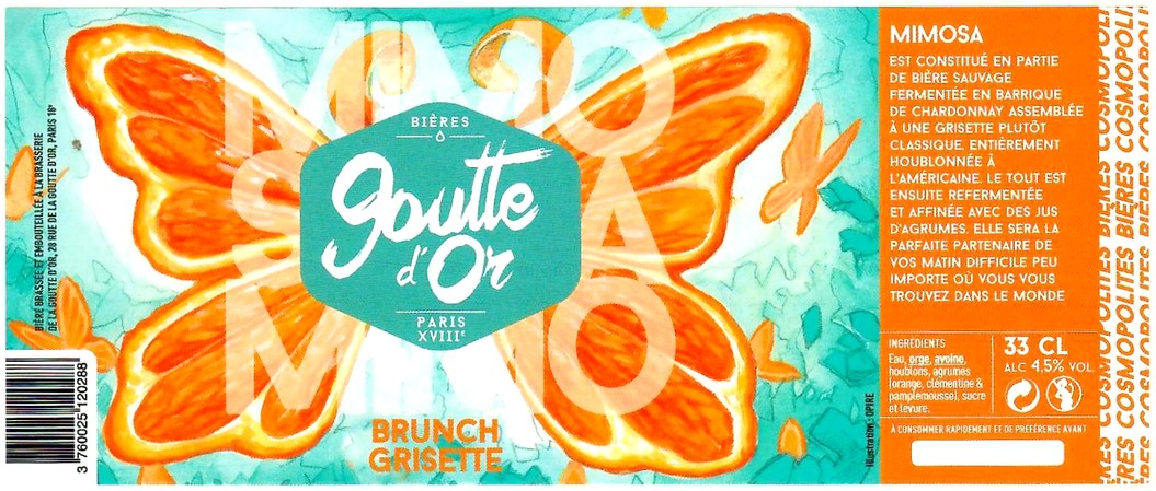 Etiquette BRASSERIE LA GOUTTE D'OR 44