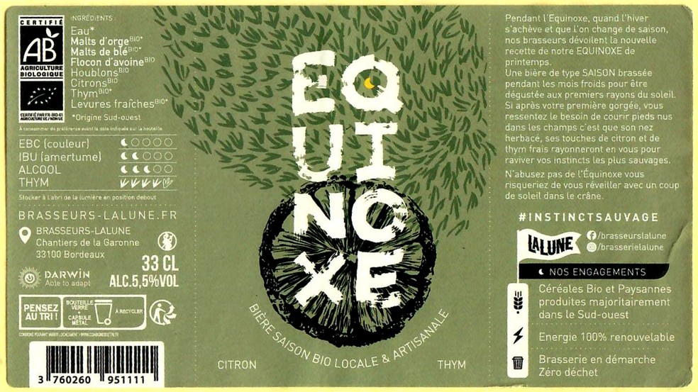 Etiquette BRASSERIE LALUNE 01