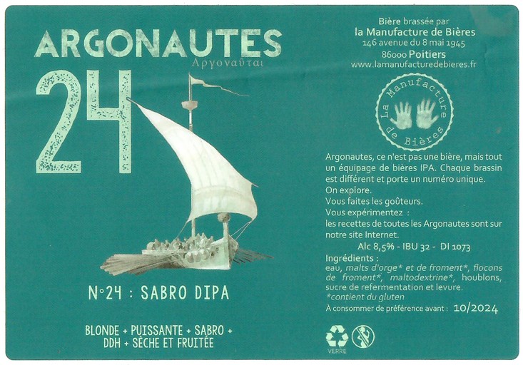 Etiquette BRASSERIE LA MANUFACTURE DE BIERES 21