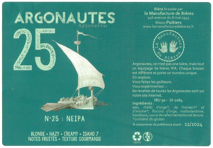 Etiquette BRASSERIE LA MANUFACTURE DE BIERES 22