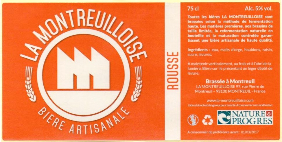 Etiquette BRASSERIE LA MONTREUILLOISE 04