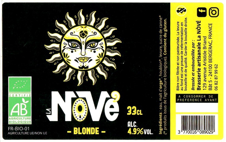 Etiquette BRASSERIE LA NOVE 17