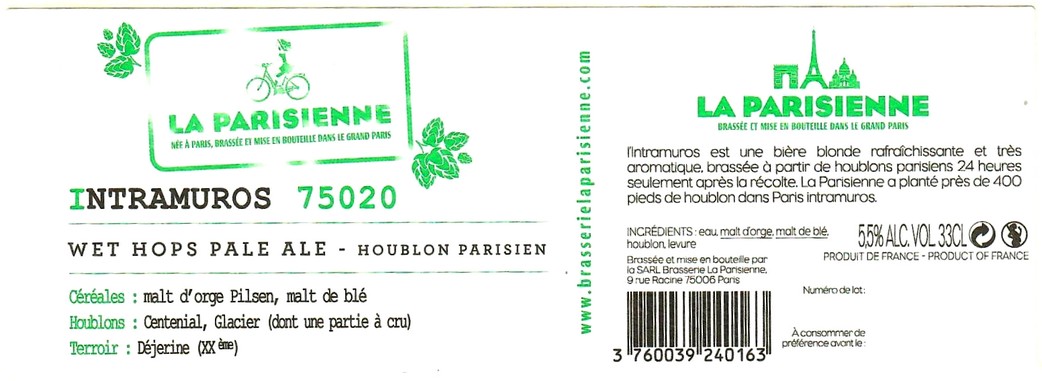 Etiquette BRASSERIE LA PARISIENNE 03