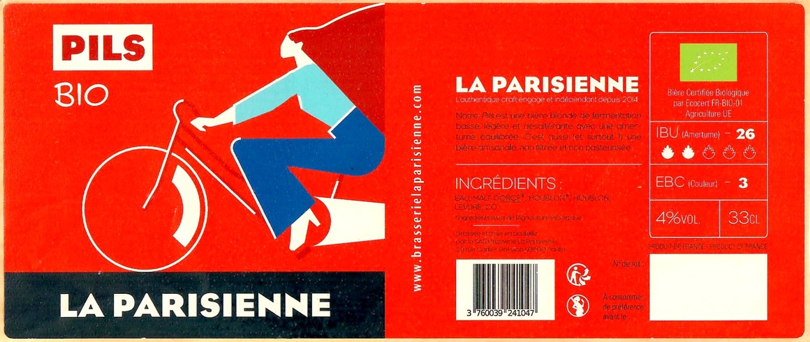 Etiquette BRASSERIE LA PARISIENNE 44