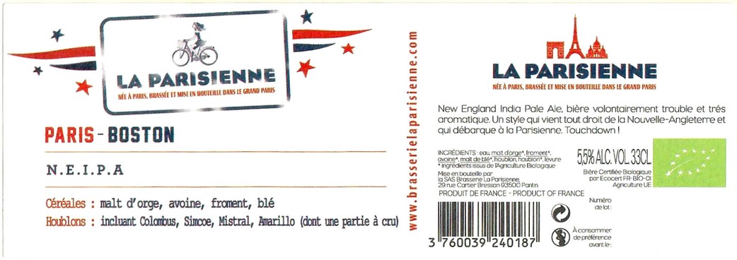 Etiquette BRASSERIE LA PARISIENNE 47