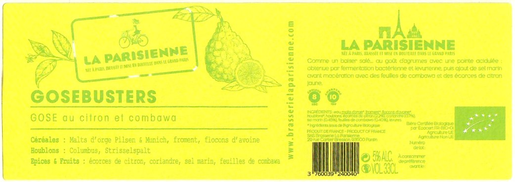 Etiquette BRASSERIE LA PARISIENNE 49