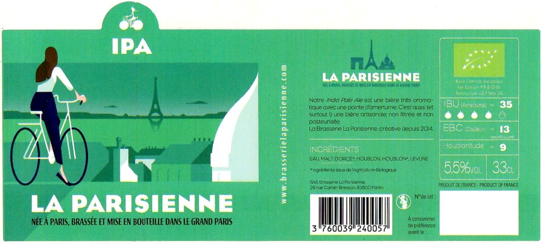 Etiquette BRASSERIE LA PARISIENNE 51