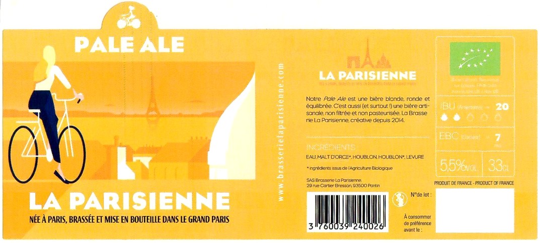 Etiquette BRASSERIE LA PARISIENNE 52