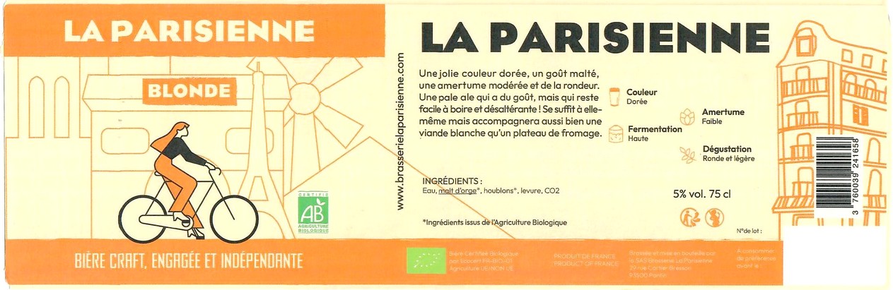 Etiquette BRASSERIE LA PARISIENNE 62