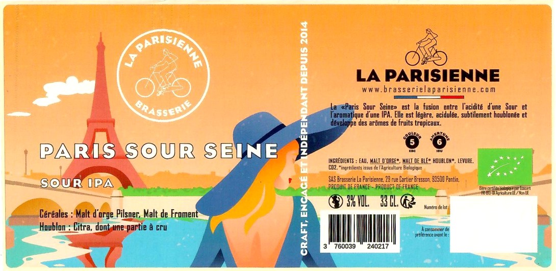 Etiquette BRASSERIE LA PARISIENNE 70