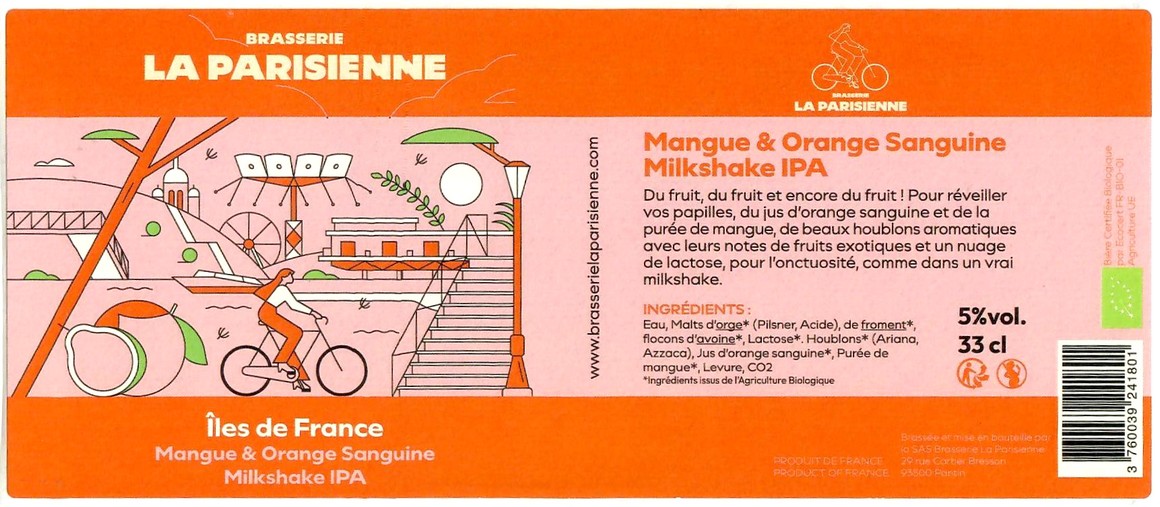 Etiquette BRASSERIE LA PARISIENNE 71