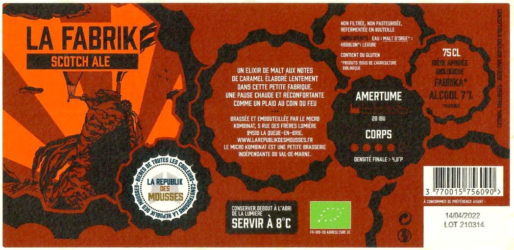 Etiquette BRASSERIE LA REPUBLIK DES MOUSSES 11