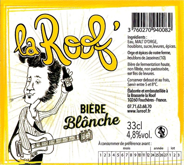 Etiquette BRASSERIE LA ROOF 33