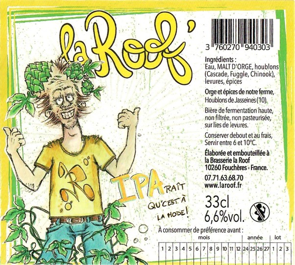 Etiquette BRASSERIE LA ROOF 38