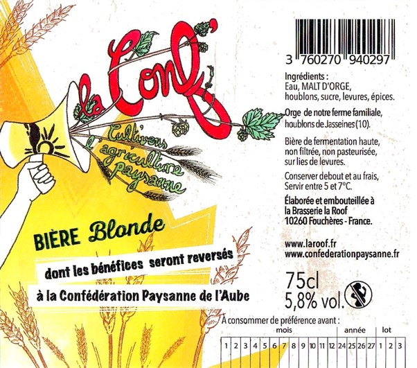 Etiquette BRASSERIE LA ROOF 41