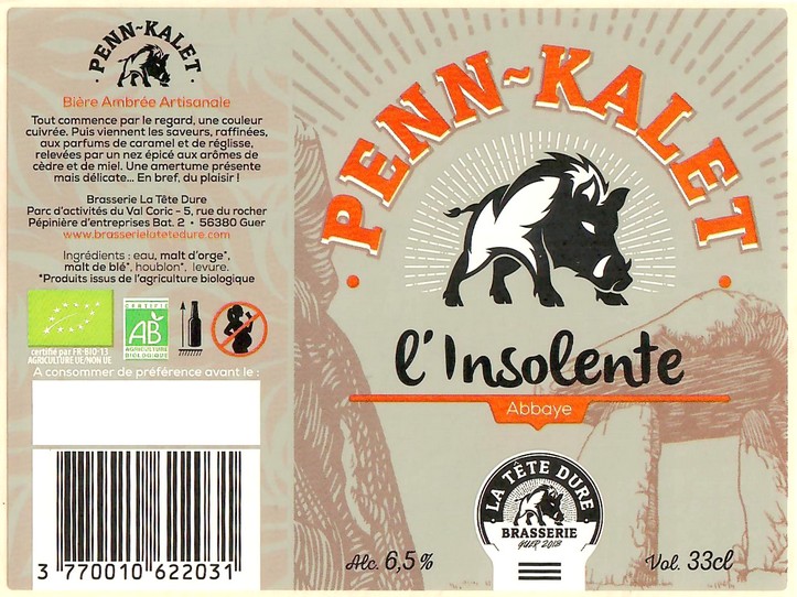 Etiquette BRASSERIE LA TETE DURE 13