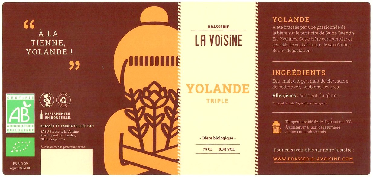 Etiquette BRASSERIE LA VOISINE 15